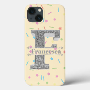 Gepersonaliseerde Monogram Zilveren Initiaal F Jou iPhone 13 Hoesje