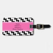 Gepersonaliseerde monogram zwart en witte zigzag bagagelabel (Voorkant horizontaal)