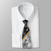 Gepersonaliseerde Monogram Zwart Wit Marmer Stropd Stropdas (Gebonden)