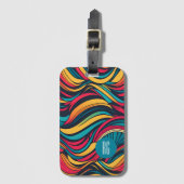 Gepersonaliseerde Monogrammed Abstract Waves Patte Bagagelabel (Voorkant (verticaal))