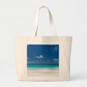 Gepersonaliseerde monogrammed Beach zakken Grote Tote Bag (Voorkant)