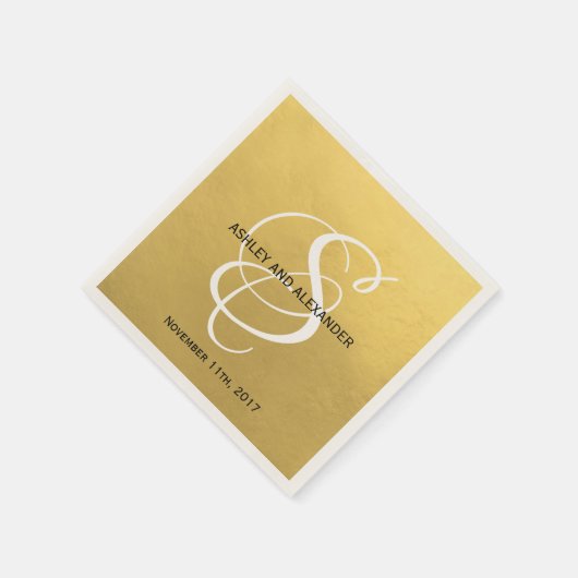 Gepersonaliseerde Monogrammed Custom Gold Folie We Servetten (Hoek)