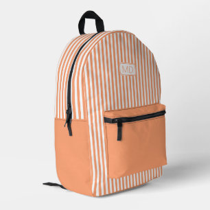 Gepersonaliseerde Monogrammed Elegant Perzik Strep Bedrukte Rugzak