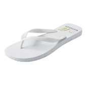 Gepersonaliseerde Monogrammed Goud Witte Teenslipp Teenslippers (Schuin)