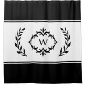Gepersonaliseerde Monogrammed Initiaal Zwart-wit Douchegordijn (Voorkant)