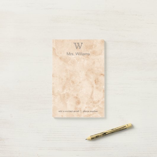 Gepersonaliseerde Monogrammed Marble Post-it® Notes (Op bureau)