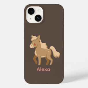 Gepersonaliseerde Monogrammed Pony Paard Meisje Case-Mate iPhone 14 Hoesje