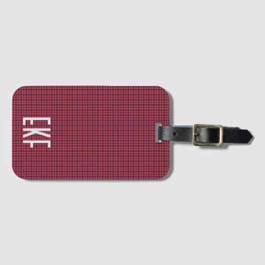 Gepersonaliseerde Monogrammed Rood en Blauw Pset Bagagelabel (Voorkant (horizontaal))