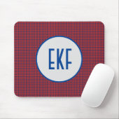 Gepersonaliseerde Monogrammed Rood en Blauw Pset Muismat (Met muis)