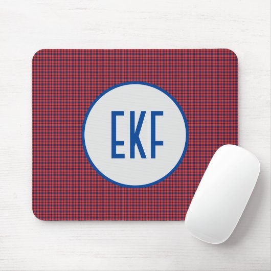 Gepersonaliseerde Monogrammed Rood en Blauw Pset Muismat (Met muis)