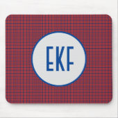 Gepersonaliseerde Monogrammed Rood en Blauw Pset Muismat (Voorkant)
