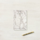 Gepersonaliseerde Monogrammed White Marble Post-it® Notes (Op bureau)