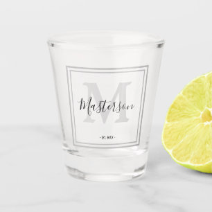 Gepersonaliseerde Monogrammed Zwart & Grijs Shot Glas