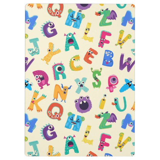 Gepersonaliseerde Monster ABC Gekke Alfabet Monste Klembord (Achterkant)