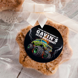Gepersonaliseerde Monster Truck bewerkbare verjaar Ronde Sticker