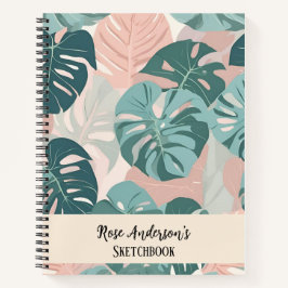 Gepersonaliseerde Monstera Pattern Sketchbook Notitieboek