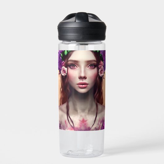Gepersonaliseerde mooie Enchantress Fantasy AI Art Waterfles (Voorkant)