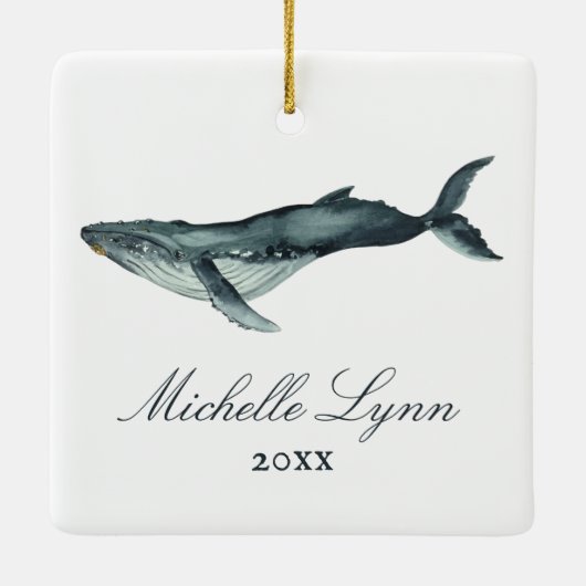 Gepersonaliseerde mooie kerst van de Humpback Whal Keramisch Ornament (Achterkant)
