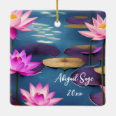 Gepersonaliseerde mooie Lotus Flowers Kerstmis Keramisch Ornament (Achterkant)