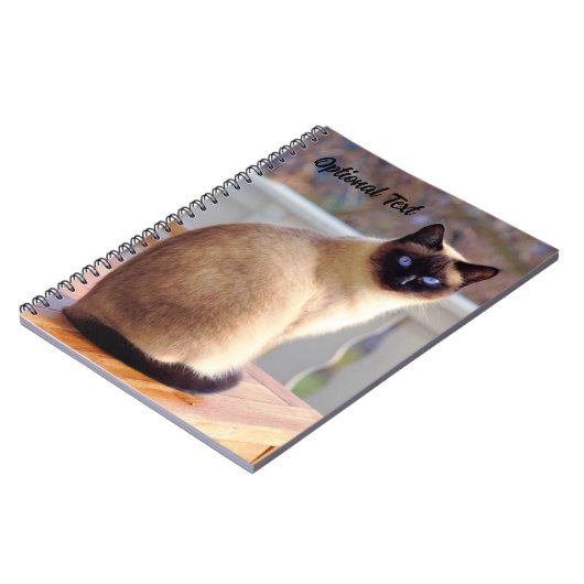 Gepersonaliseerde mooie Siamese kat met blauwe oge Notitieboek (Linkerzijde)