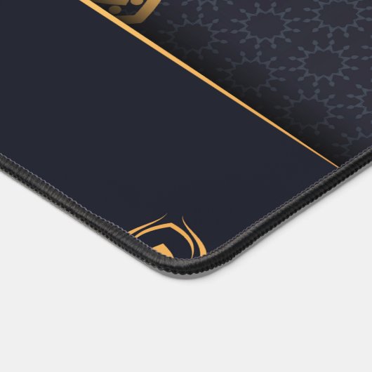 Gepersonaliseerde mooie zwart gouden bloemen manda bureaumat (Hoek)