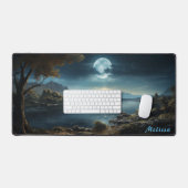 Gepersonaliseerde Moonlight Night Landscape Desk M Bureaumat (Keyboard & Muis)