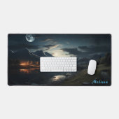 Gepersonaliseerde Moonlight Night Landscape Desk M Bureaumat (Keyboard & Muis)
