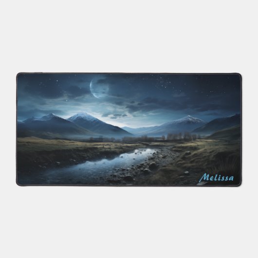 Gepersonaliseerde Moonlight Night Landscape Desk M Bureaumat (Voorkant)