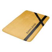 Gepersonaliseerde mosterdgele en zwarte striped badmat (Gekanteld)