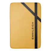 Gepersonaliseerde mosterdgele en zwarte striped badmat (Voorkant Verticaal)