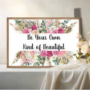 Gepersonaliseerde Motivatie Quote Roze Bloemen Poster