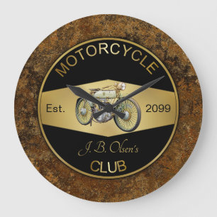Gepersonaliseerde motorclub Zwart & Goud Grote Klok