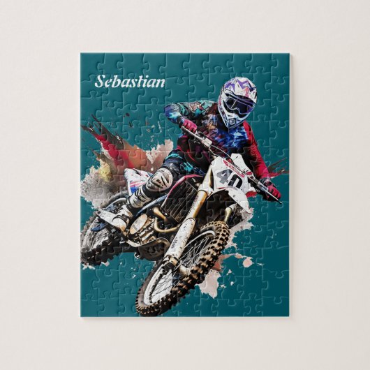 Gepersonaliseerde motorcross legpuzzel (Verticaal)