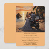 Gepersonaliseerde motorfiets bruiloft kaart (Voorkant / Achterkant)