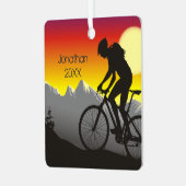 Gepersonaliseerde mountainbikkerst metalen ornament (Voorkant links)