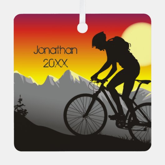 Gepersonaliseerde mountainbikkerst metalen ornament (Voorkant)