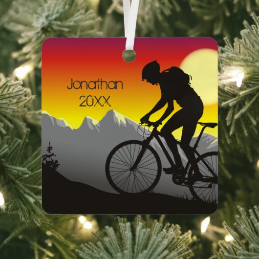 Gepersonaliseerde mountainbikkerst metalen ornament (Insitu)