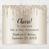 Gepersonaliseerde Mousserende Wijn Dripping Glitte Sparkling Wijnetiket (Enkel label)