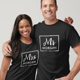 GEPERSONALISEERDE Mr en Mrs custom paar T-shirt