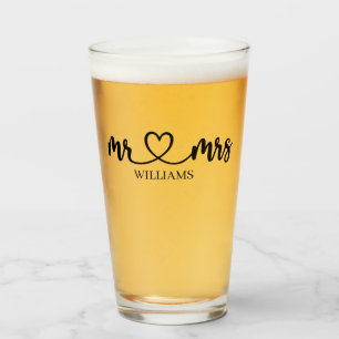 Gepersonaliseerde Mr en Mrs Love Couple Bruiloft Glas