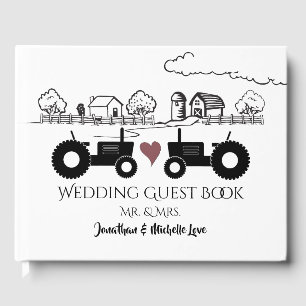 Gepersonaliseerde Mr en Mrs Tractors in LOVE Weddi Gastenboek