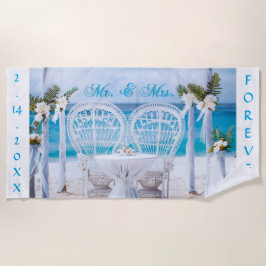 Gepersonaliseerde Mr & Mrs. met Dates Beach Towel Strandlaken