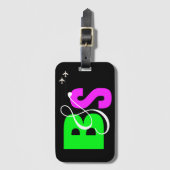 Gepersonaliseerde Mr. & Mrs Neon initialen Bagagelabel (Voorkant (verticaal))