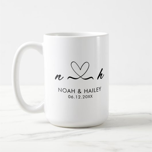 Gepersonaliseerde Mr. Mrs. New Bride Bruidegom Ech Koffiemok (Links)