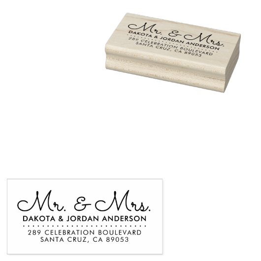 Gepersonaliseerde Mr & Mrs Script Bruiloft Retoura Rubberstempel (Gestempeld)