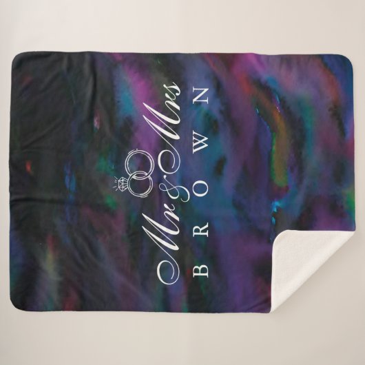 Gepersonaliseerde Mr & Mrs. smokey zuivert de wate Sherpa Deken (Voorkant (horizontaal))