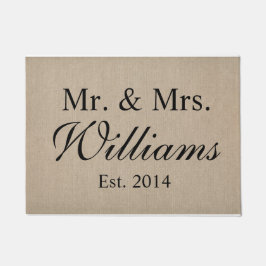 Gepersonaliseerde Mr. & Mrs Wedding Deurmat