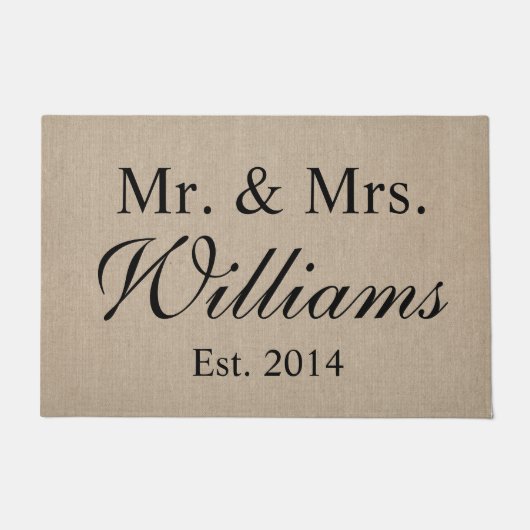 Gepersonaliseerde Mr. & Mrs Wedding Deurmat (Voorkant)