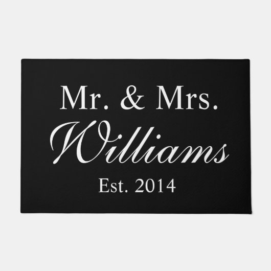 Gepersonaliseerde Mr. & Mrs Wedding Deurmat (Voorkant)