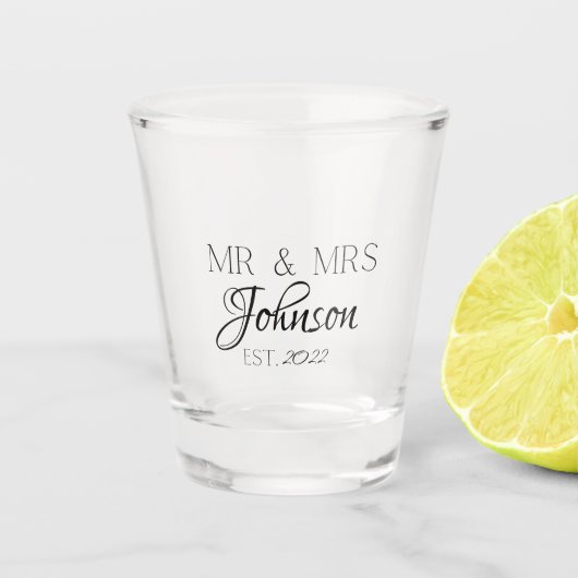 Gepersonaliseerde Mr. & Mrs Wedding Shot Glass Shot Glas (Voorkant)
